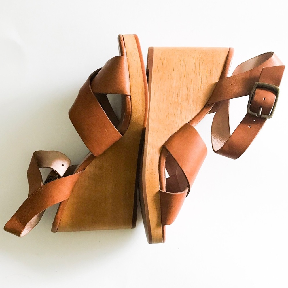 EUC Madewell Drea Platform Leather Sandal Wedges